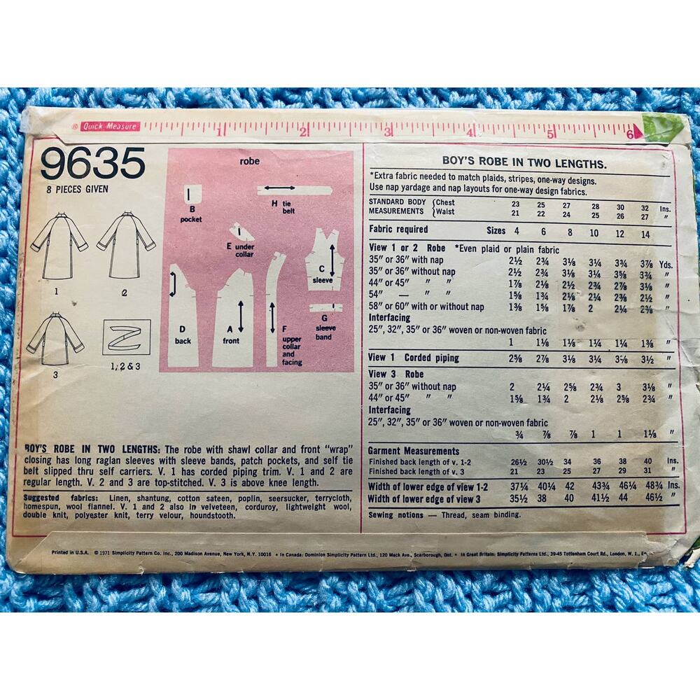 Simplicity 9635 Childs robe pattern - Picture 3 of 5